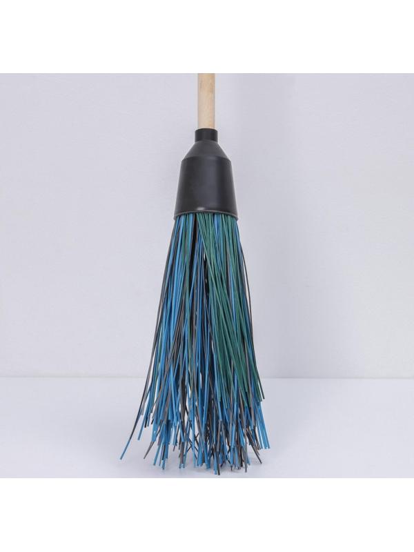Метла полипропиленовая, наборная, с черенком, 4 кольца, цвет МИКС