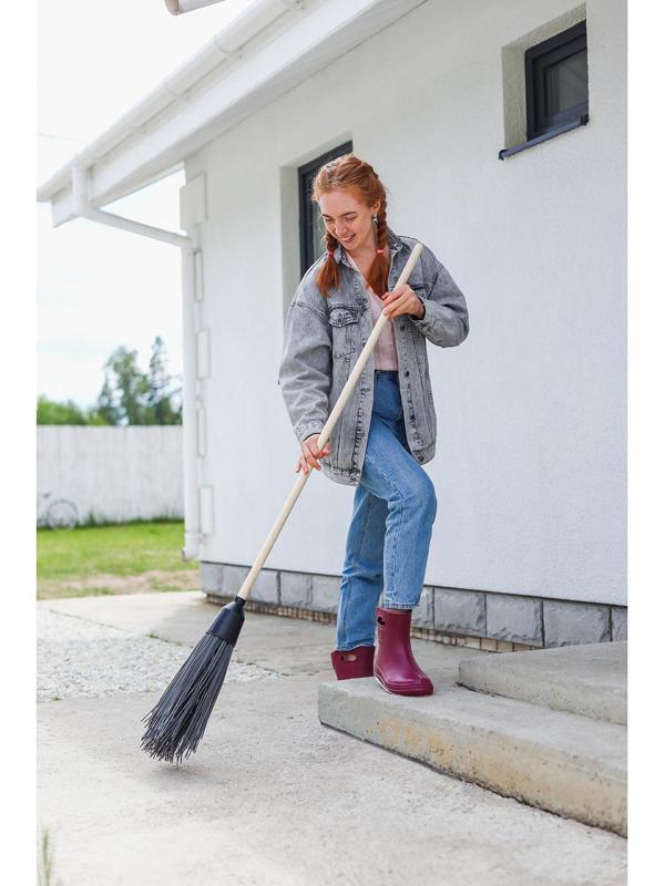 Метла полипропиленовая, наборная, с черенком, 4 кольца, цвет МИКС