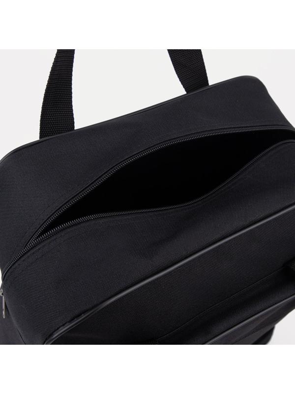 Сумка хозяйственная на молнии, с увеличением, наружный карман, цвет чёрный