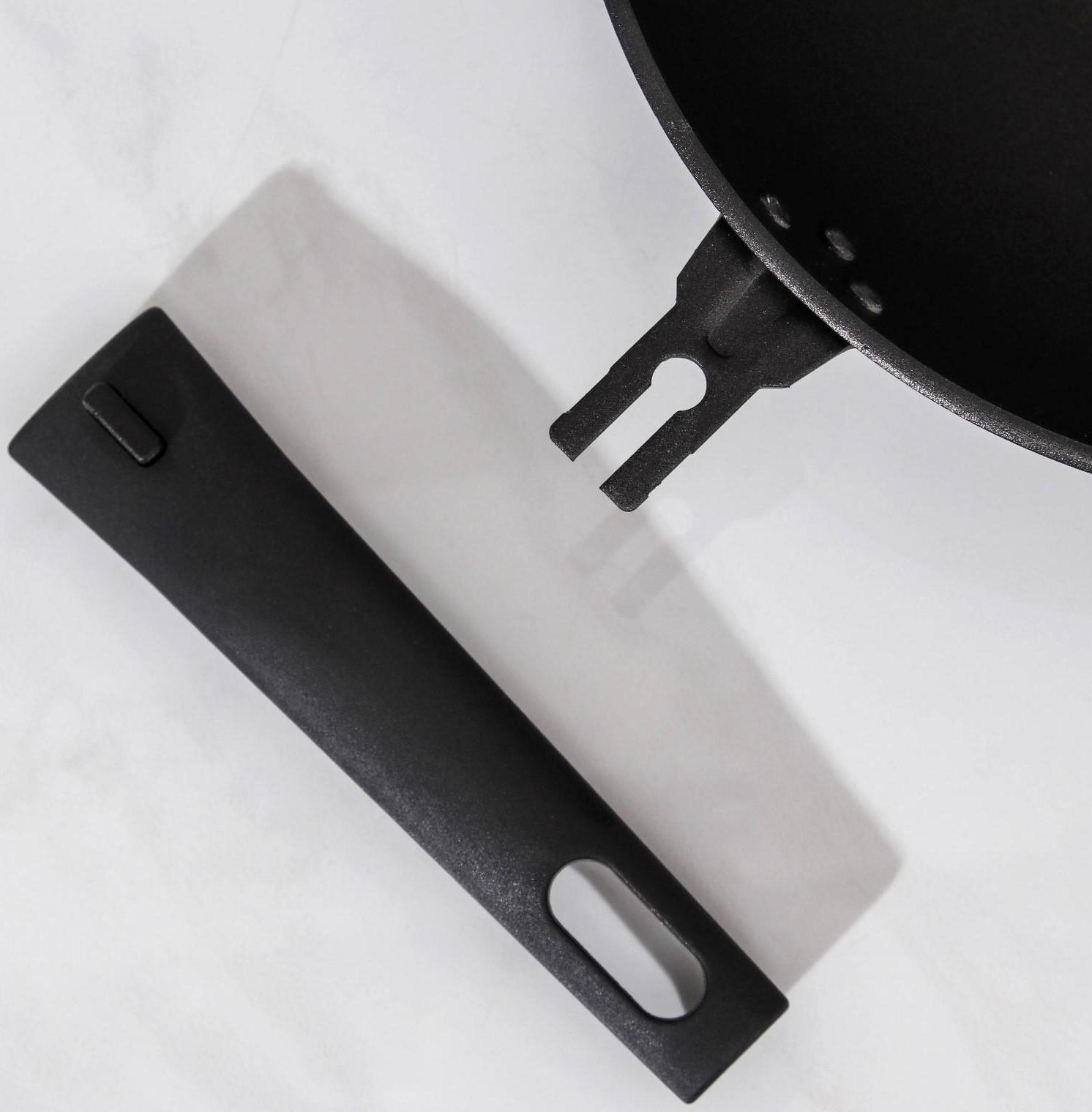 Сковорода Wok, d=26 см, съёмная ручка, антипригарное покрытие, цвет чёрный