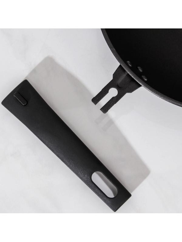 Сковорода Wok, d=26 см, съёмная ручка, антипригарное покрытие, цвет чёрный