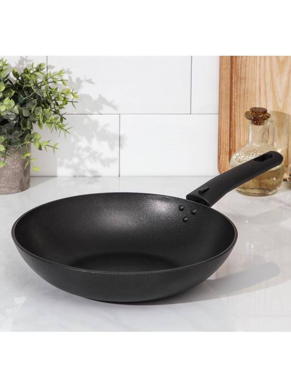 Сковорода Wok, d=26 см, съёмная ручка, антипригарное покрытие, цвет чёрный