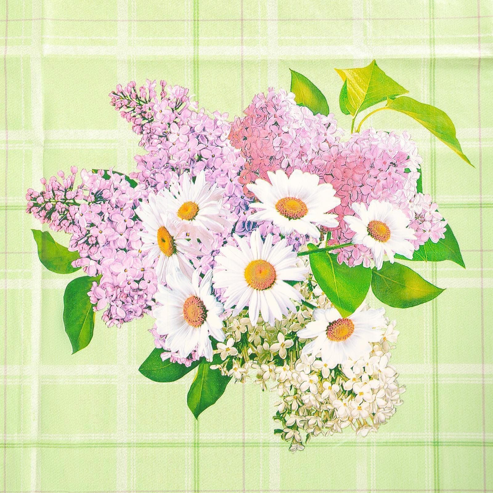 Скатерть на нетканой основе многоразовая с бейкой «Цветы», 155×130 см, цвет МИКС