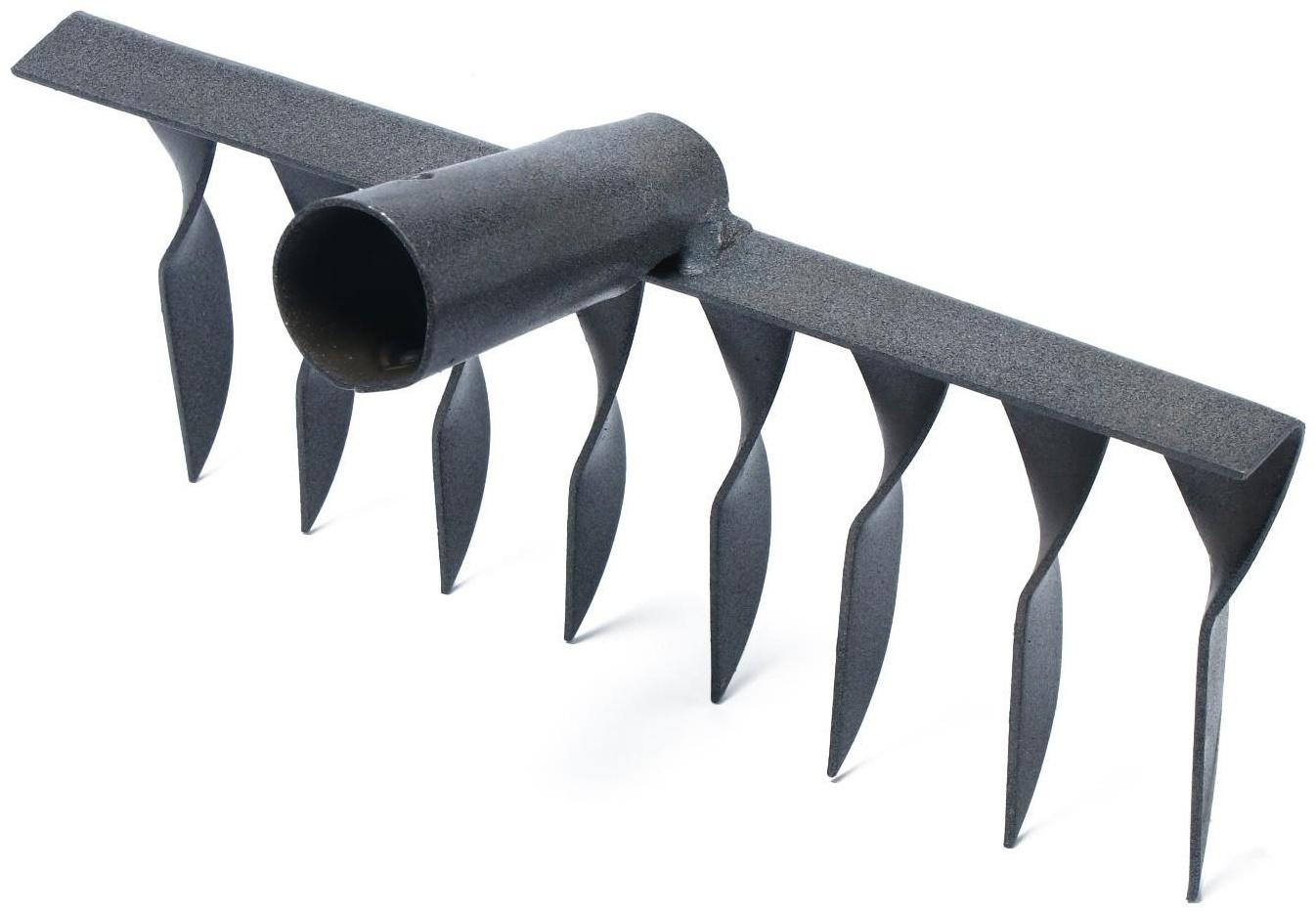 Грабли прямые, витой зуб, 8 зубцов, металл, тулейка 28 мм, без черенка, МИКС