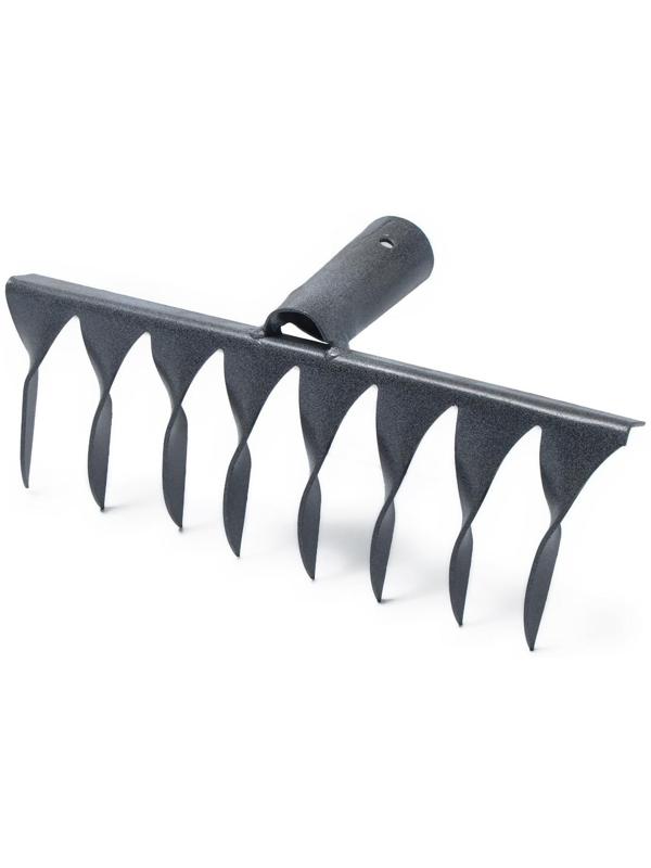 Грабли прямые, витой зуб, 8 зубцов, металл, тулейка 28 мм, без черенка, МИКС