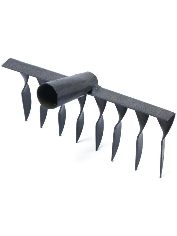 Грабли прямые, витой зуб, 8 зубцов, металл, тулейка 28 мм, без черенка, МИКС