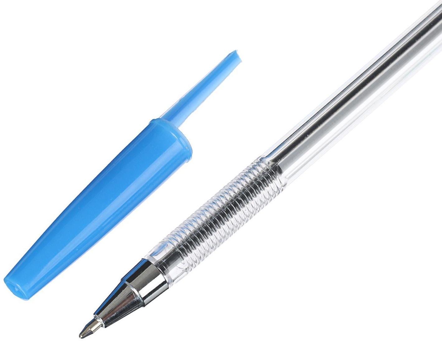 Ручка шариковая, 0.5 мм, стержень синий, прозрачный корпус, с прозрачным держателем