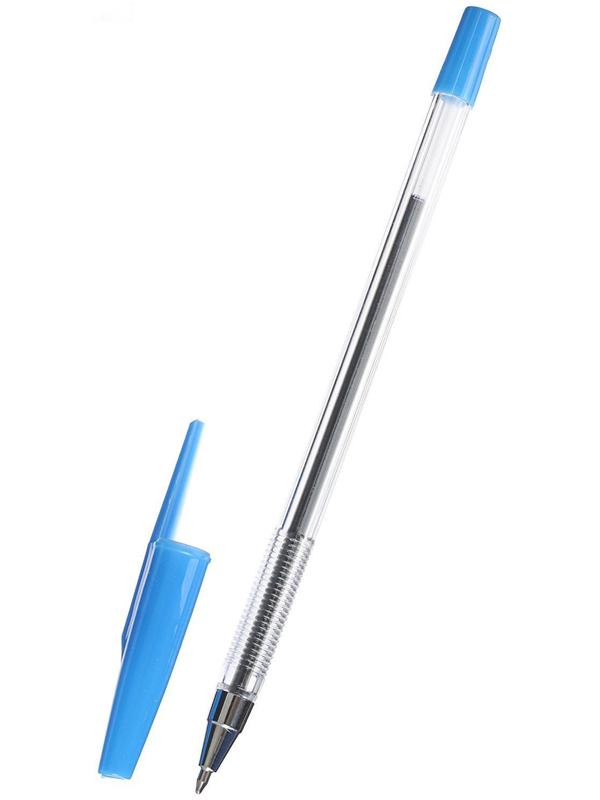 Ручка шариковая, 0.5 мм, стержень синий, прозрачный корпус, с прозрачным держателем