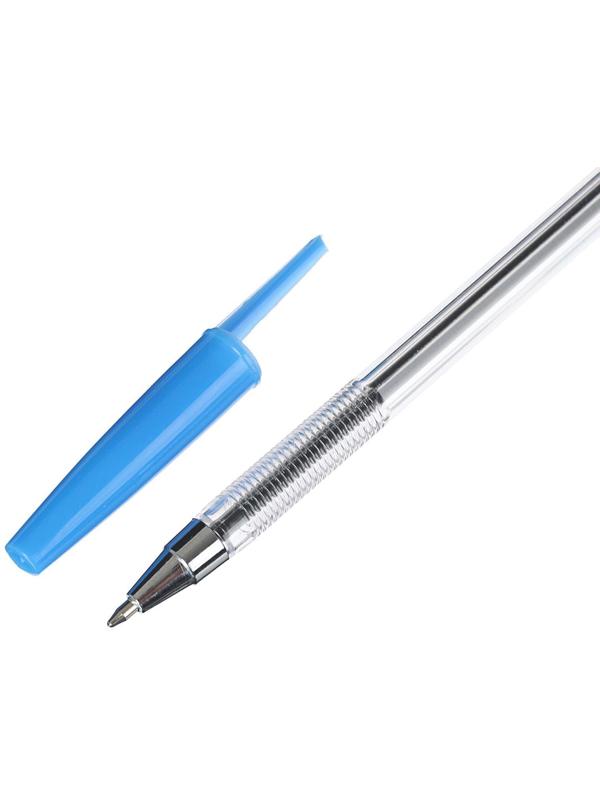 Ручка шариковая, 0.5 мм, стержень синий, прозрачный корпус, с прозрачным держателем