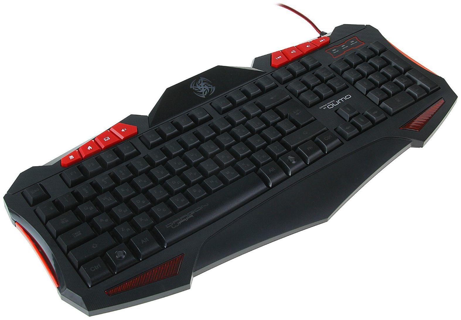 Клавиатура Qumo Dragon War Axe, игровая, проводная, подсветка, 112 клавиш, USB, чёрная