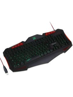 Клавиатура Qumo Dragon War Axe, игровая, проводная, подсветка, 112 клавиш, USB, чёрная