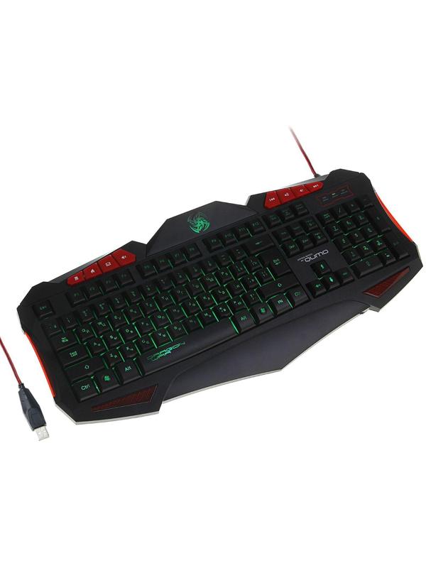Клавиатура Qumo Dragon War Axe, игровая, проводная, подсветка, 112 клавиш, USB, чёрная