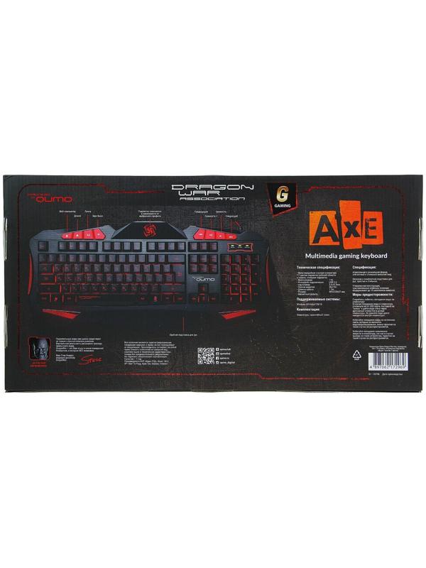Клавиатура Qumo Dragon War Axe, игровая, проводная, подсветка, 112 клавиш, USB, чёрная