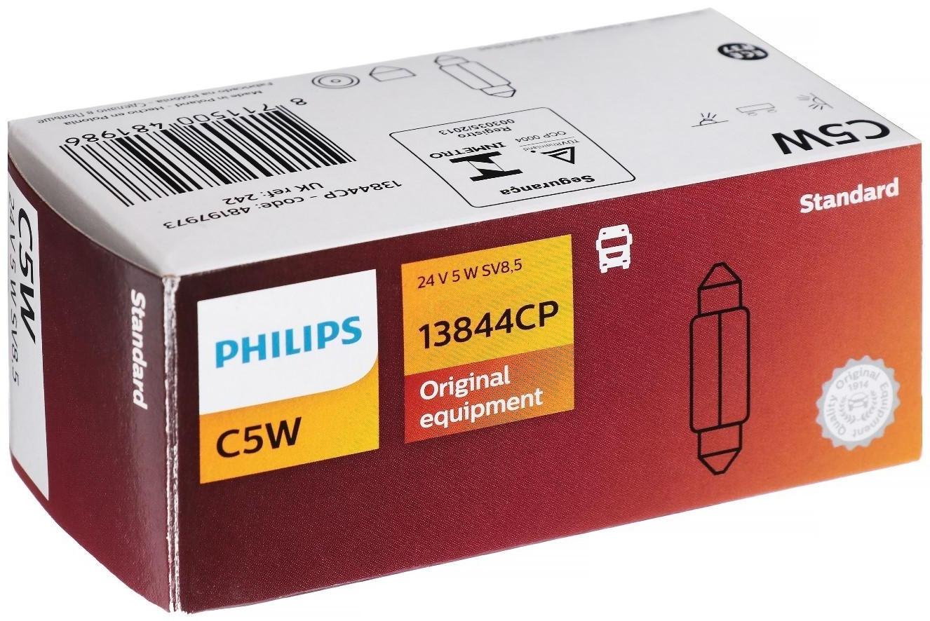 Лампа автомобильная Philips, C5W, 24 В, 5 Вт, 13844CP