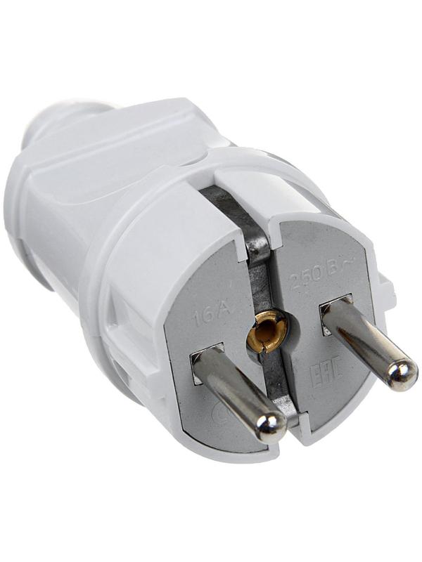 Вилка прямая TDM, 16 А, 250 В, IP20, с з/к, белая