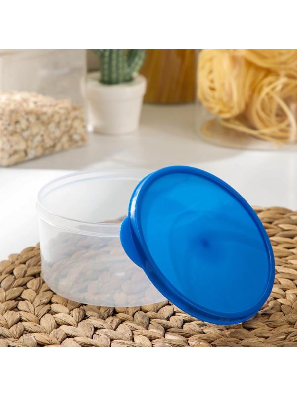 Контейнер круглый Доляна, пищевой, 500 мл, цвет синий