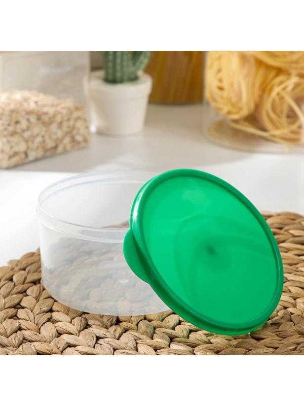 Контейнер круглый Доляна, пищевой, 500 мл, цвет зелёный