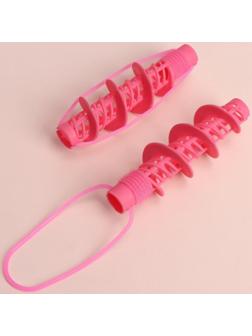 Бигуди «Спирали», с резинкой, d = 2 см, 13,5 см, 2 шт, цвет малиновый