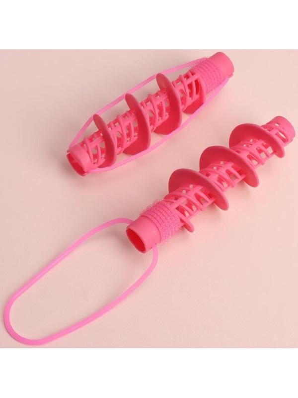 Бигуди «Спирали», с резинкой, d = 2 см, 13,5 см, 2 шт, цвет малиновый