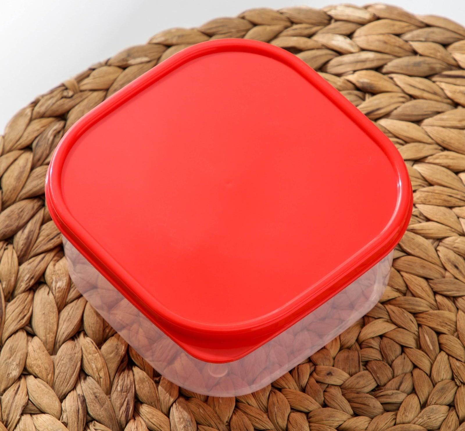 Контейнер квадратный Доляна, пищевой, 700 мл, цвет красный