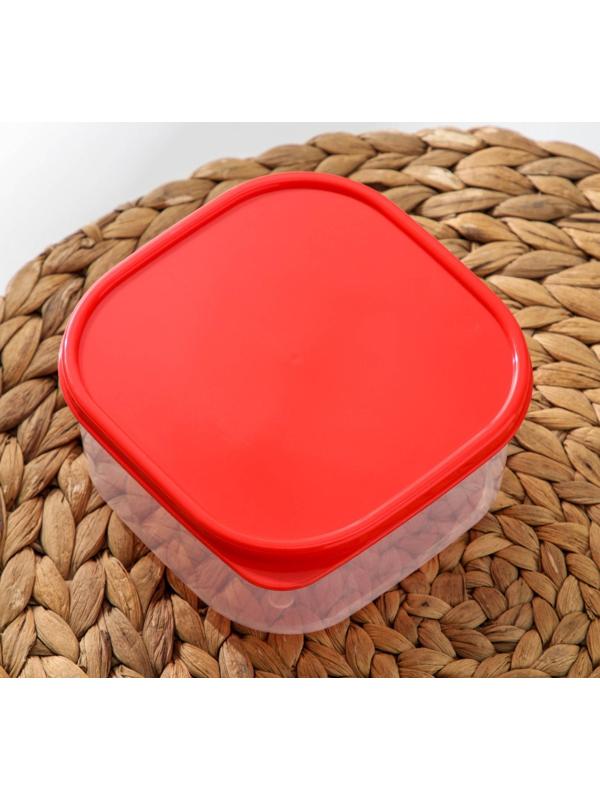 Контейнер квадратный Доляна, пищевой, 700 мл, цвет красный