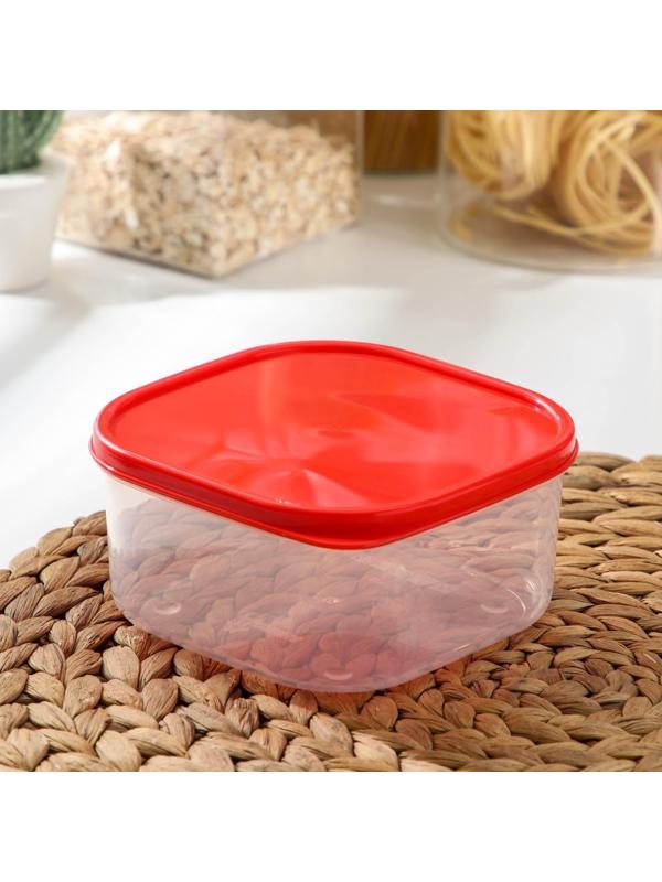 Контейнер квадратный Доляна, пищевой, 700 мл, цвет красный