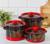Набор кастрюль «Рябинка», 3 предмета: 2 л, 3,5 л, 5,5 л, эмалированные крышки, индукция, цвет чёрно-красный
