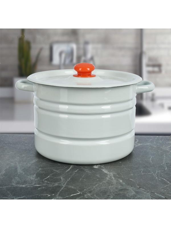 Мантоварка «Позница», 7,5 л, 2 вставки, с пластмассовой ручкой, цвет белый