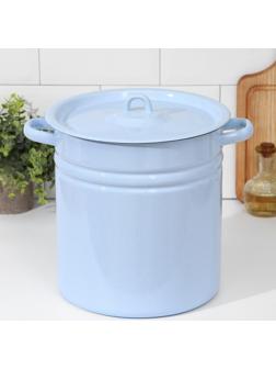 Кастрюля, 12 л, металлическая крышка, индукция, цвет серо-голубой