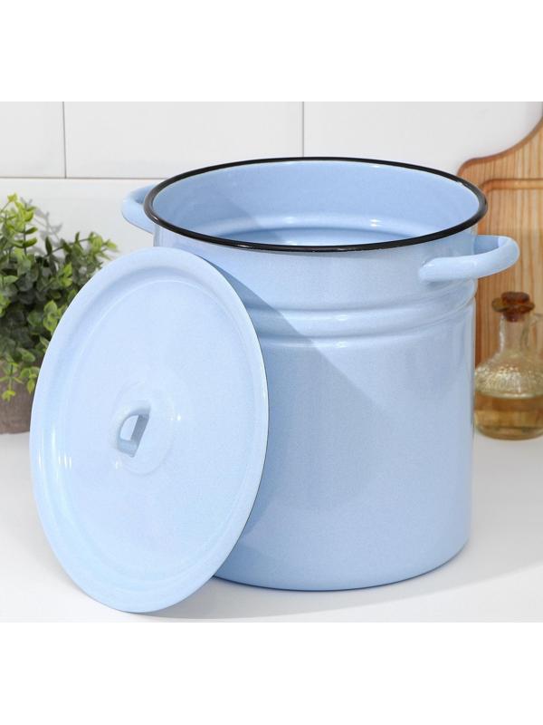 Кастрюля, 12 л, металлическая крышка, индукция, цвет серо-голубой