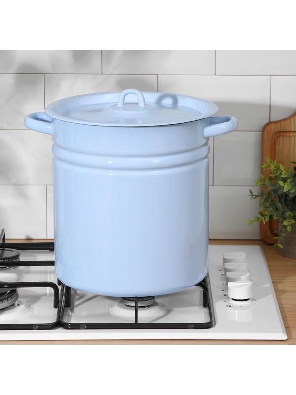 Кастрюля, 12 л, металлическая крышка, индукция, цвет серо-голубой