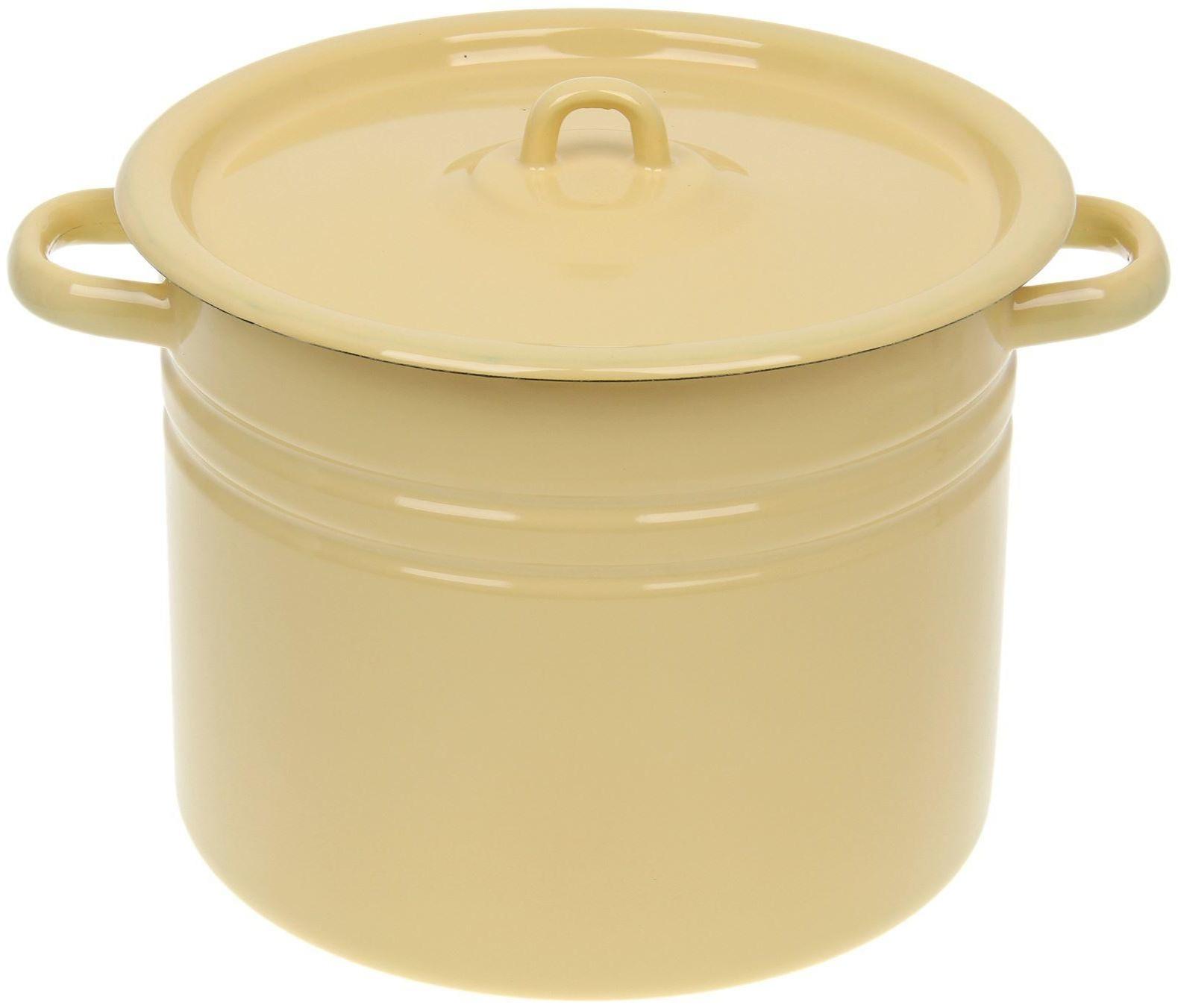 Кастрюля цилиндрическая, 9 л, индукция, без декора, цвет бежевый