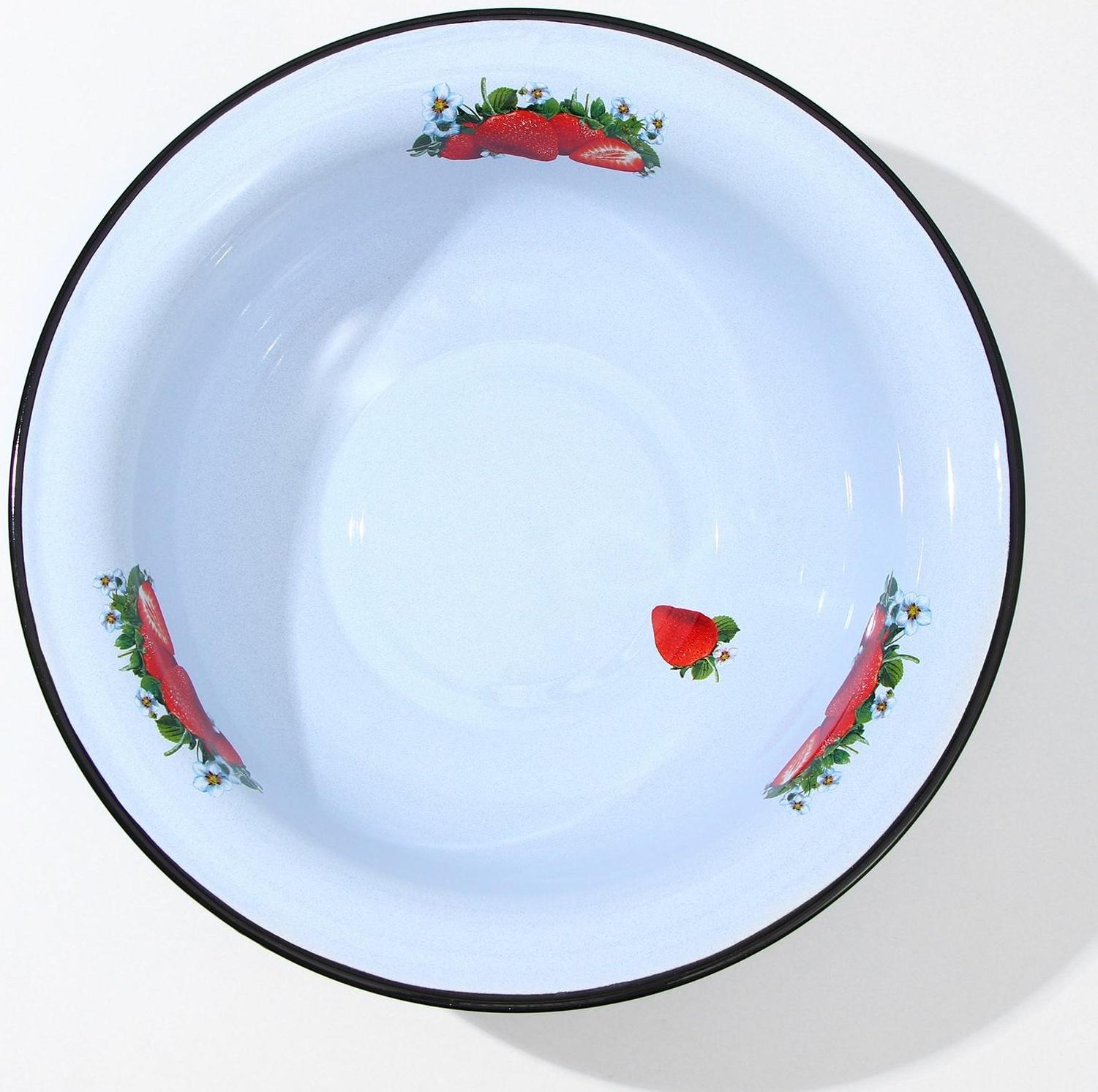 Таз «Клубника садовая», 7 л, 38,5×12 см, индукция, цвет серо-голубой