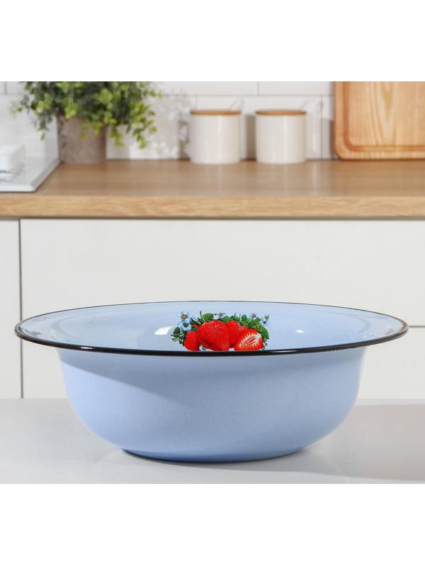 Таз «Клубника садовая», 7 л, 38,5×12 см, индукция, цвет серо-голубой