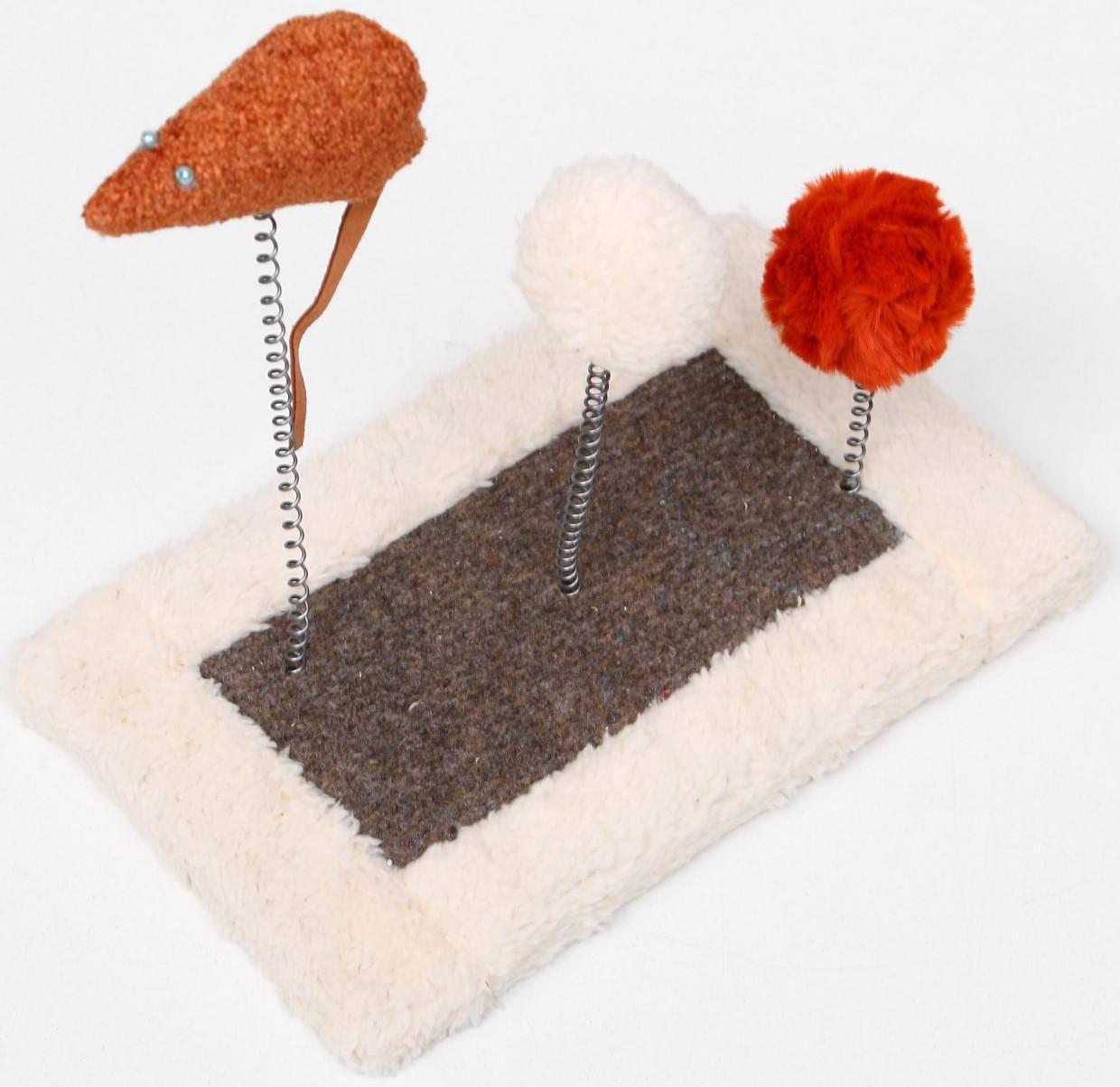 Игрушка для кошек с 3 дразнилками и когтеточкой, 27 х 15,5 х 25 см  микс цветов