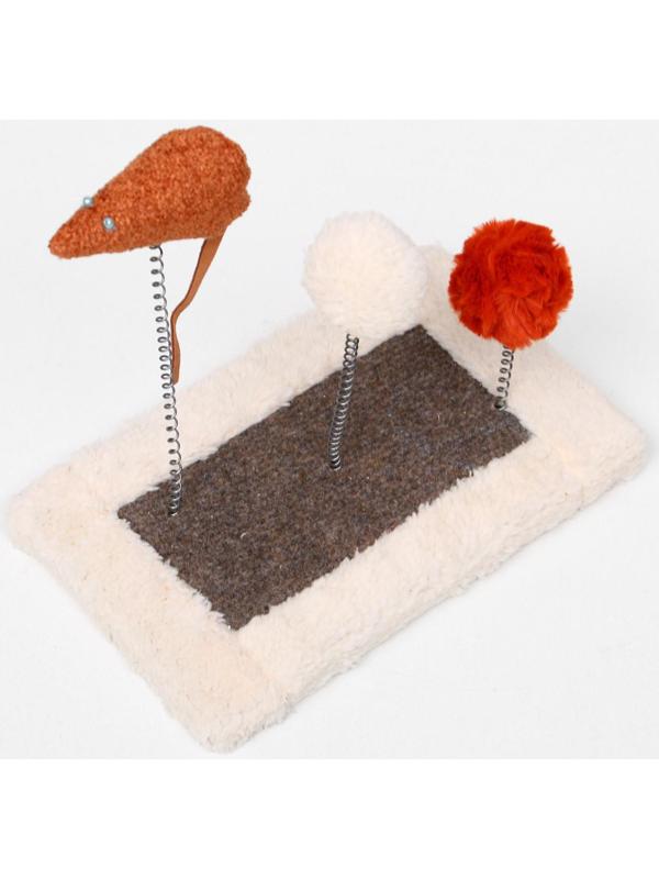 Игрушка для кошек с 3 дразнилками и когтеточкой, 27 х 15,5 х 25 см  микс цветов