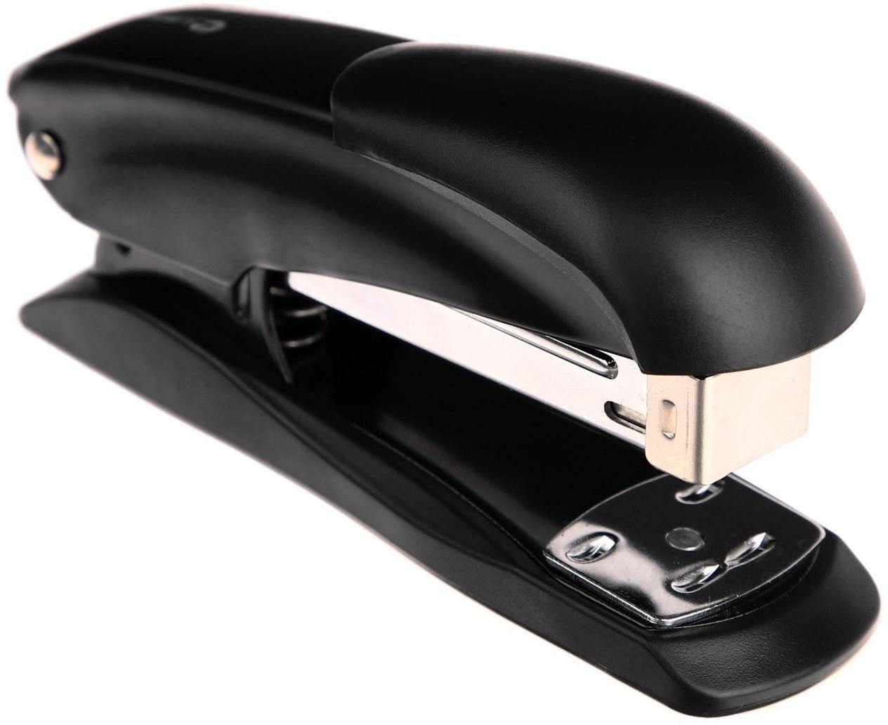 Степлер № 24/6 и 26/6 Lamark Ulrich, чёрный, металлический корпус, встроенный антистеплер, индикатор скоб, до 20 листов