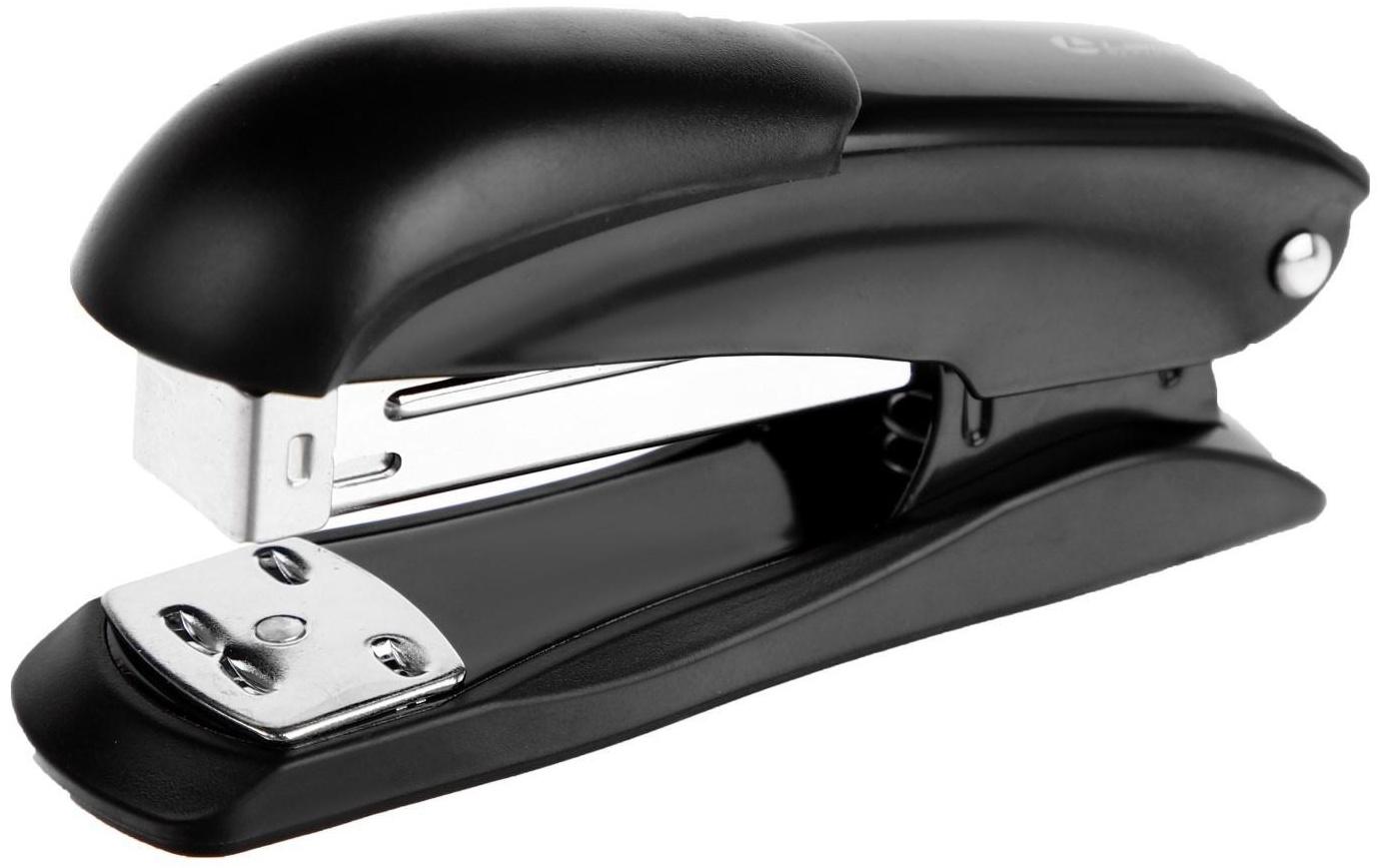 Степлер № 24/6 и 26/6 Lamark Ulrich, чёрный, металлический корпус, встроенный антистеплер, индикатор скоб, до 20 листов