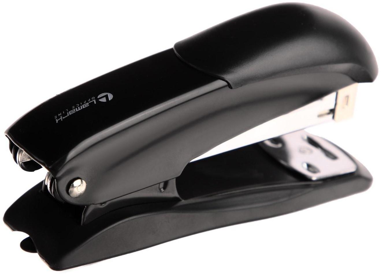 Степлер № 24/6 и 26/6 Lamark Ulrich, чёрный, металлический корпус, встроенный антистеплер, индикатор скоб, до 20 листов
