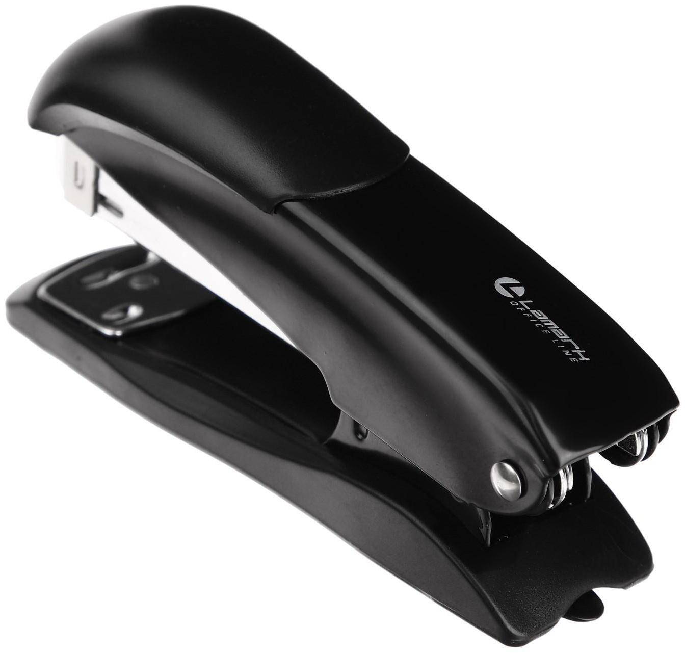 Степлер № 24/6 и 26/6 Lamark Ulrich, чёрный, металлический корпус, встроенный антистеплер, индикатор скоб, до 20 листов