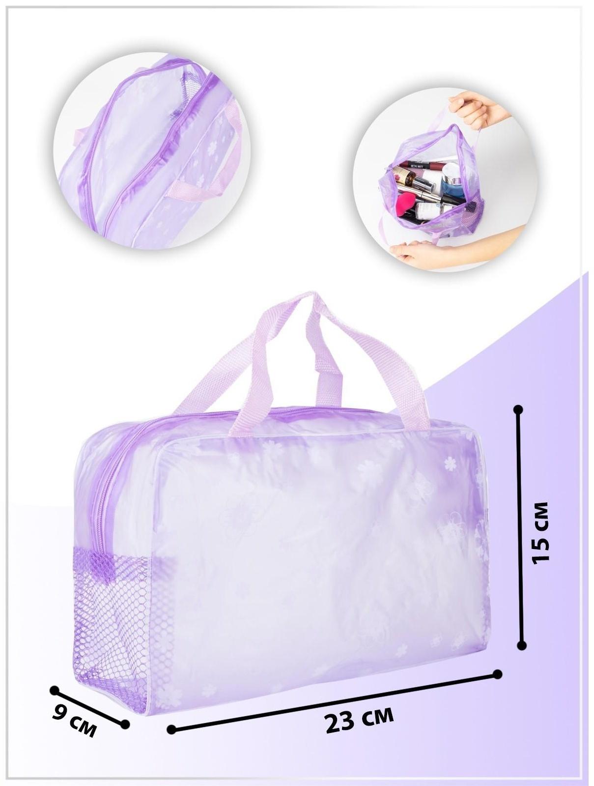 Косметичка на молнии, цвет сиреневый