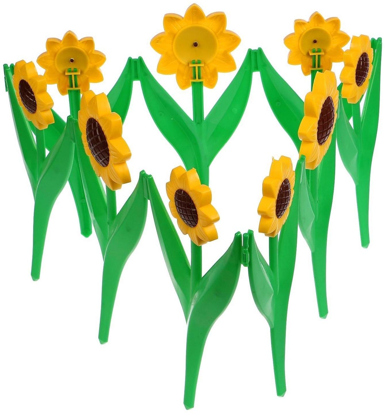 Ограждение декоративное, 32.5 × 225 см, 5 секций, пластик, жёлтый цветок «Ромашка»