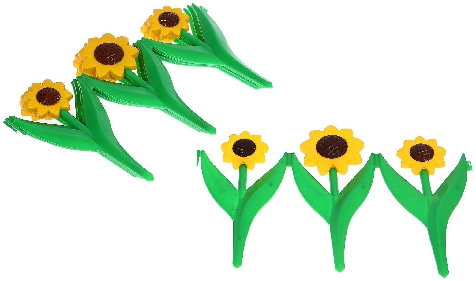 Ограждение декоративное, 32.5 × 225 см, 5 секций, пластик, жёлтый цветок «Ромашка»