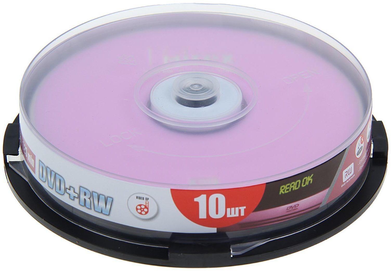 Диск DVD+RW Mirex, 4x, 4.7 Гб, Cake Box, 10 шт