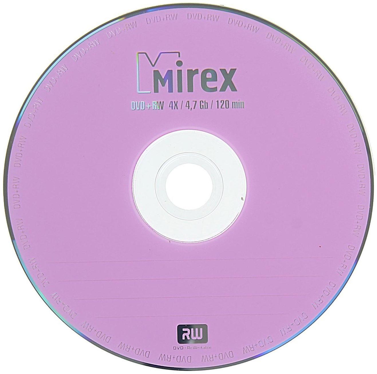 Диск DVD+RW Mirex, 4x, 4.7 Гб, Cake Box, 10 шт