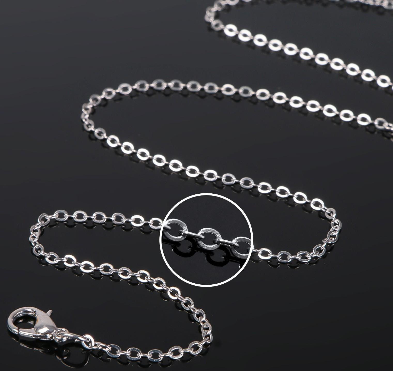 Цепочка с карабином, декоративная, мелкое плетение, 45см, (набор 5шт), цвет серебро