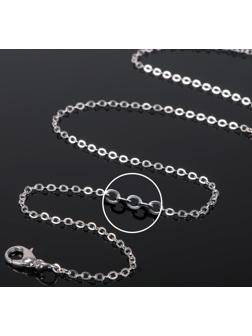 Цепочка с карабином, декоративная, мелкое плетение, 45см, (набор 5шт), цвет серебро