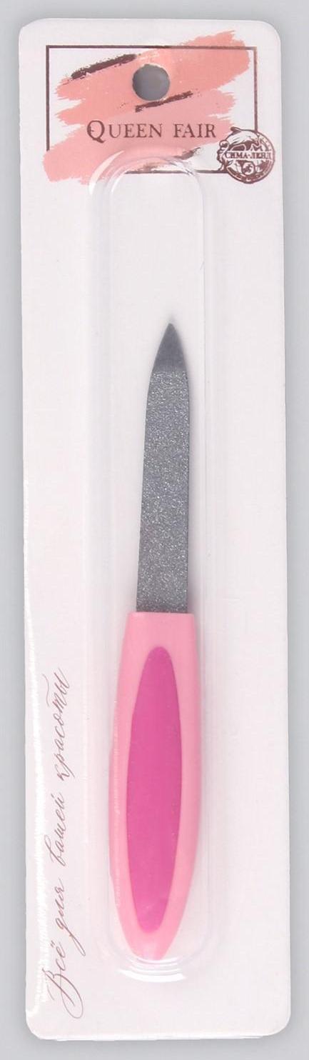 Пилка металлическая для ногтей, прорезиненная ручка, 12 см, на блистере, цвет МИКС