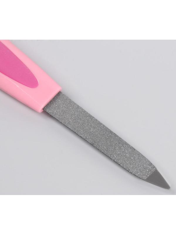 Пилка металлическая для ногтей, прорезиненная ручка, 12 см, на блистере, цвет МИКС