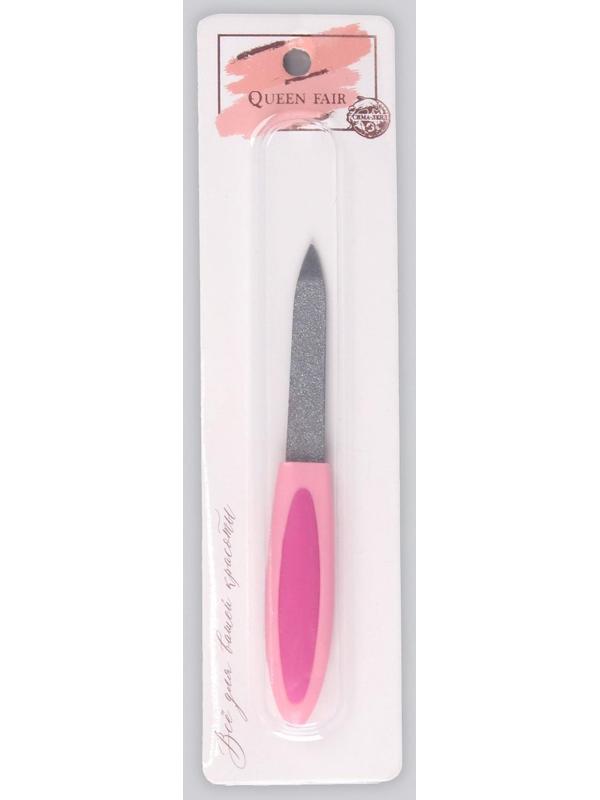 Пилка металлическая для ногтей, прорезиненная ручка, 12 см, на блистере, цвет МИКС